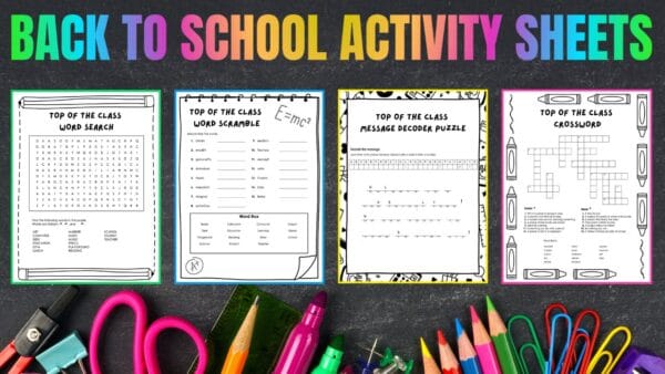 back to school activity sheets image